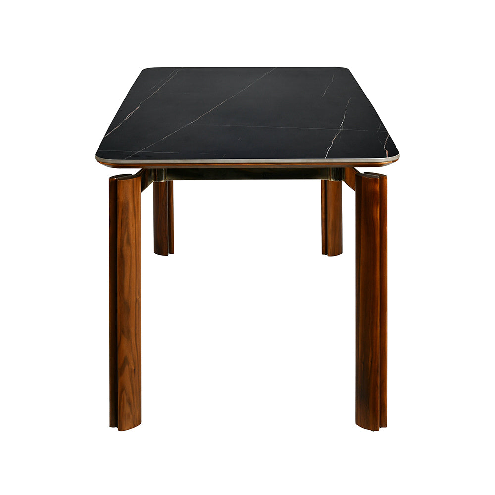 Trinity 6 Seater Dining Set (Black and Walnut)