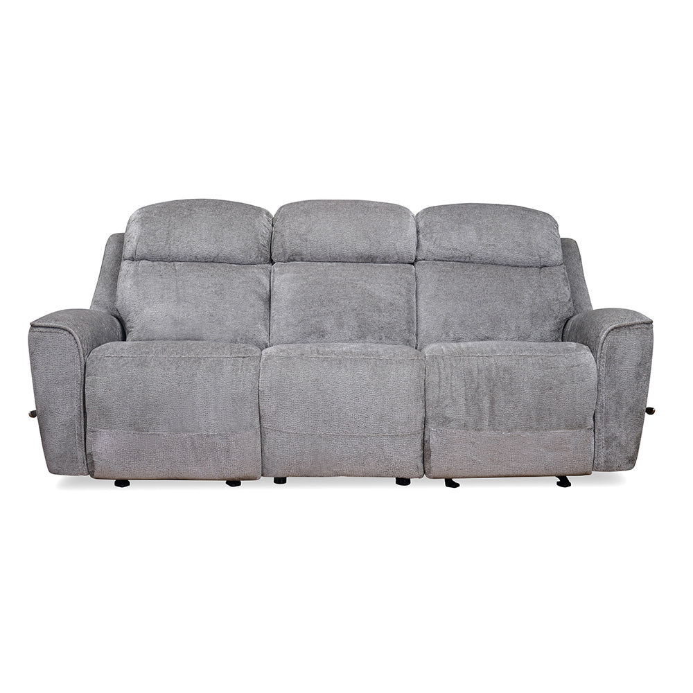 Favian 3 Seater Recliner Sofa With Dropdown Console- Grey