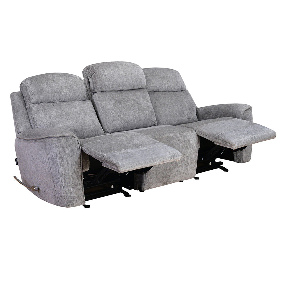 Favian 3 Seater Recliner Sofa With Dropdown Console- Grey