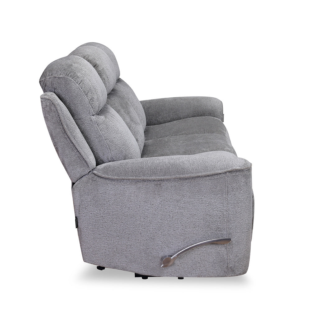 Favian 3 Seater Recliner Sofa With Dropdown Console- Grey