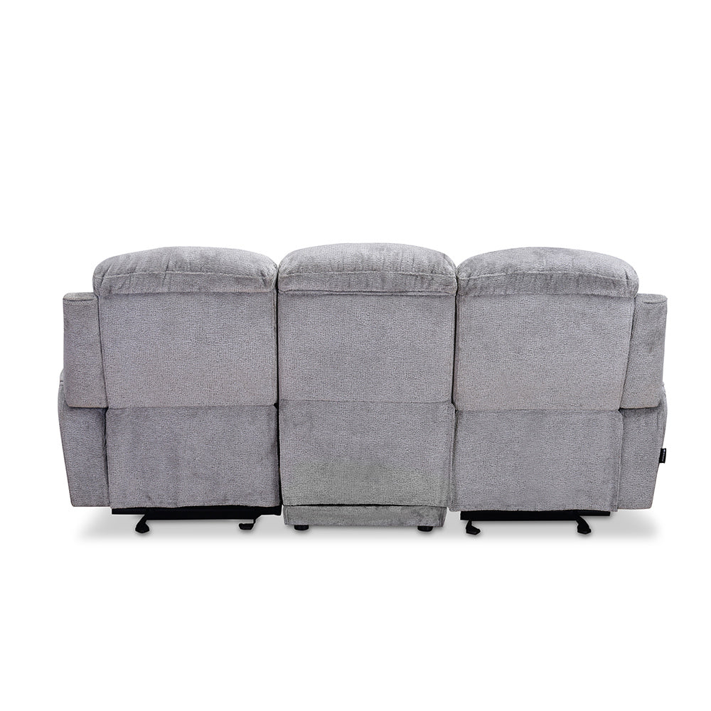 Favian 3 Seater Recliner Sofa With Dropdown Console- Grey