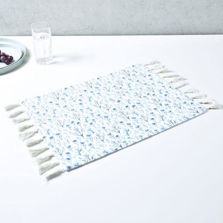 Nilkamal Floral Cotton Placemat Set of 4 (Blue)
