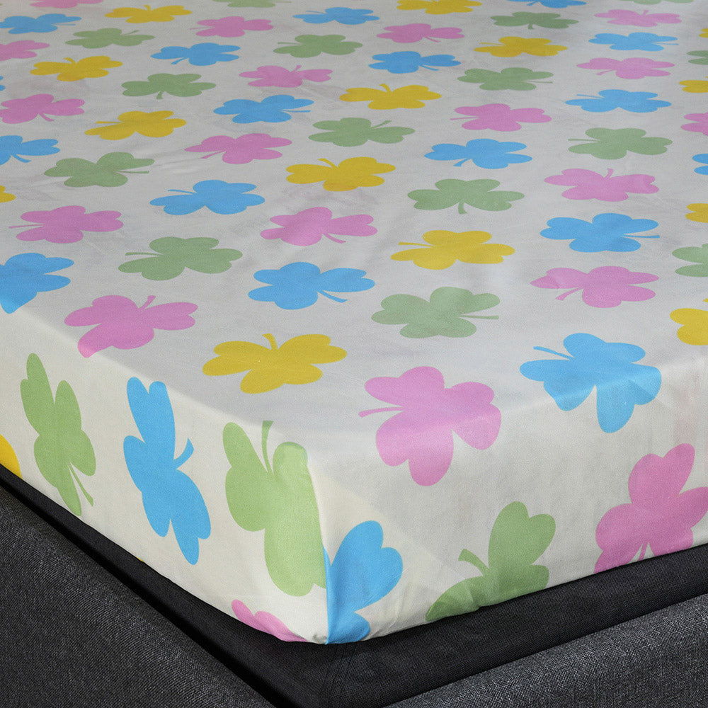 Ammara Leaf Design Polyester Double Bedsheet with 2 Pillow Covers- Multicolor
