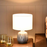 Nilkamal Marbela Fabric Shade Round Base Table Lamp Grey