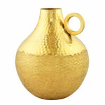 Criss Cross Textured Matki Shaped Large Metal Vase- Gold