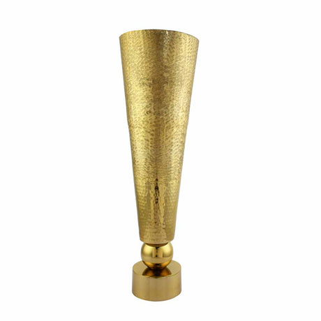 Decorative Criss Cross Textured Large Metal Vase- Gold
