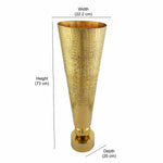 Decorative Criss Cross Textured Large Metal Vase- Gold