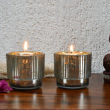 Nilkamal Decorative Fluted Glass Votive Set of 2 (Grey)