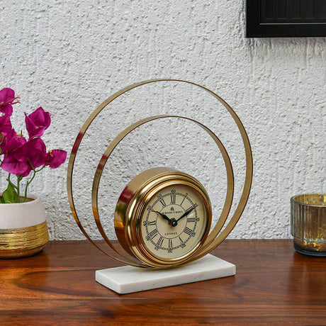 Nilkamal Dual Round Table Clock (Gold)