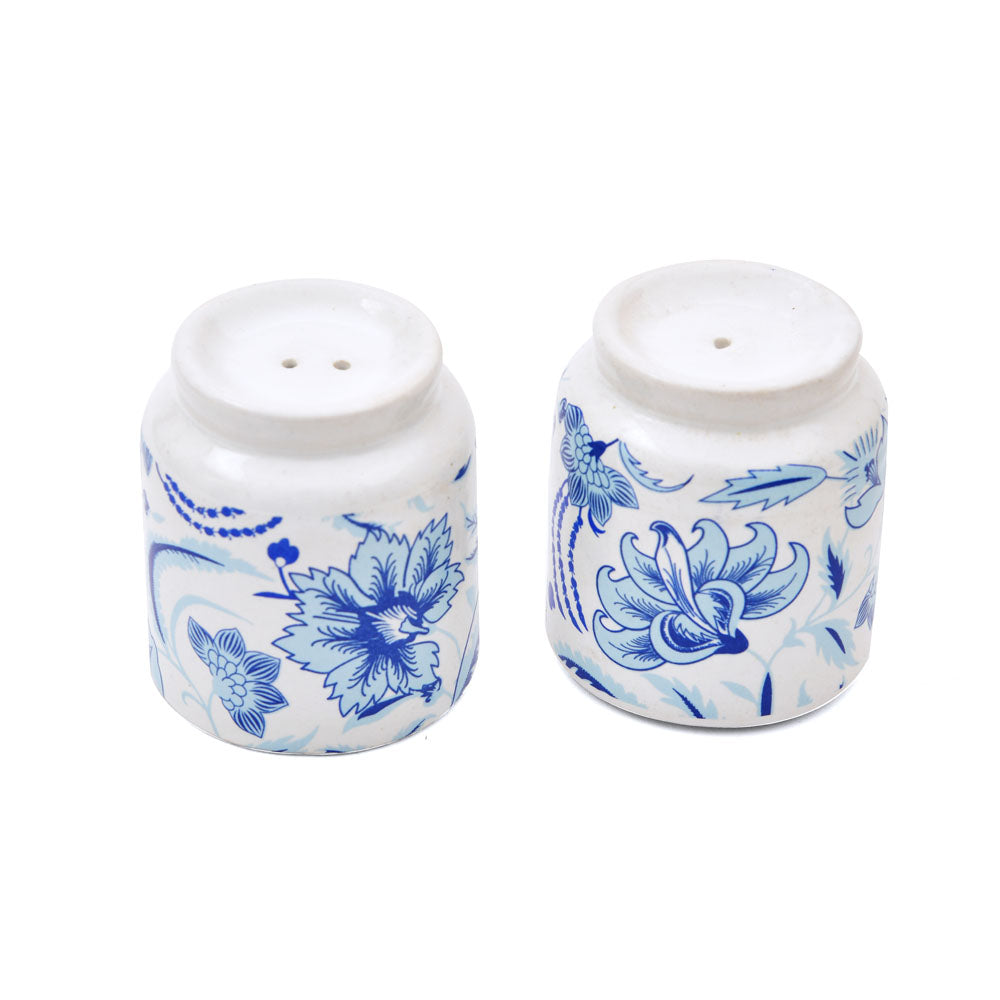Floral Salt and Pepper Container Set- Blue