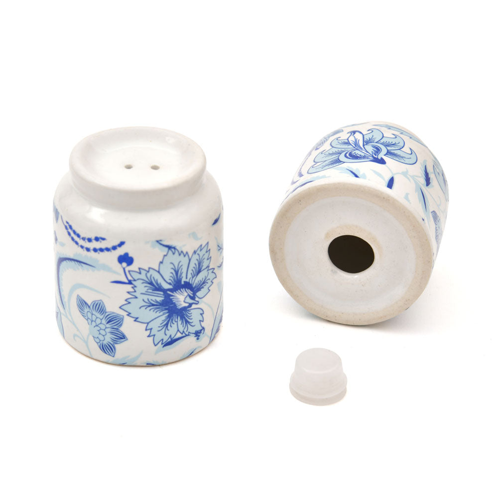 Floral Salt and Pepper Container Set- Blue