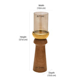 Decorative Dual Arch Wooden & Glass Candle Holder (Small, Gold & Brown)