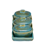 Glaze Stoneware Condiment Containers Set of 3 (Moss Green)