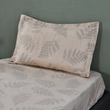 Ammara Leaf Design Polyester Single Bedsheet with 1 Pillow Cover- Beige