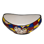 Boat Shaped Hand Painted Decorative Ceramic Bowl (Multicolor)