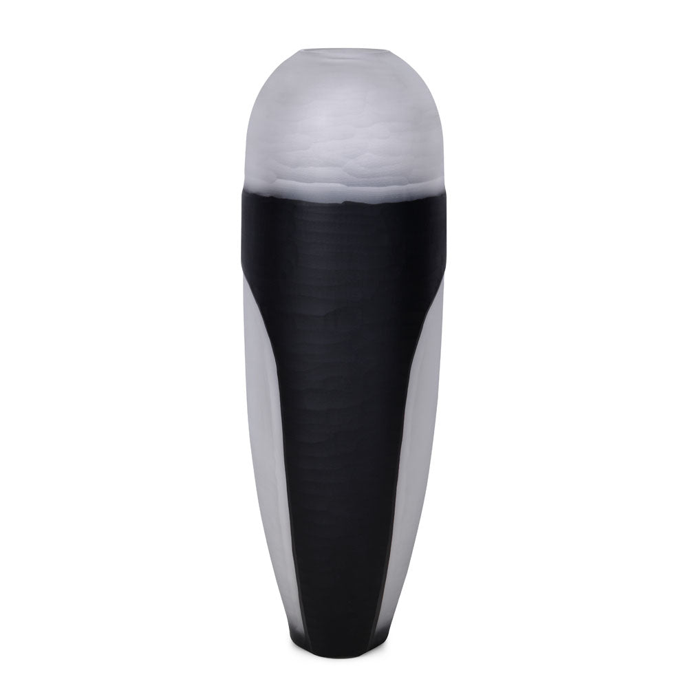 Decorative Round Top Vase Large- Black and Transparent