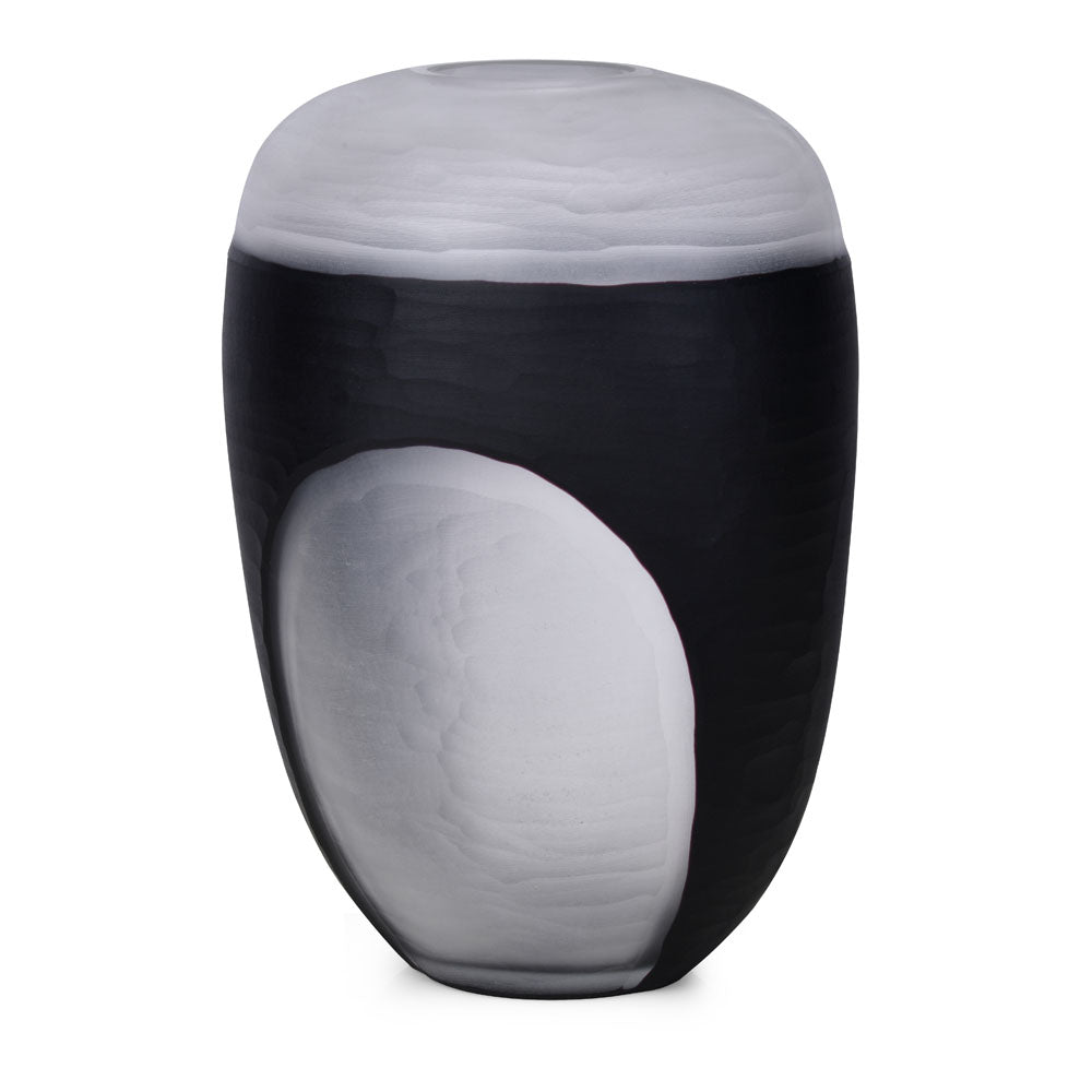 Decorative Round Top Vase Small- Black and Transparent
