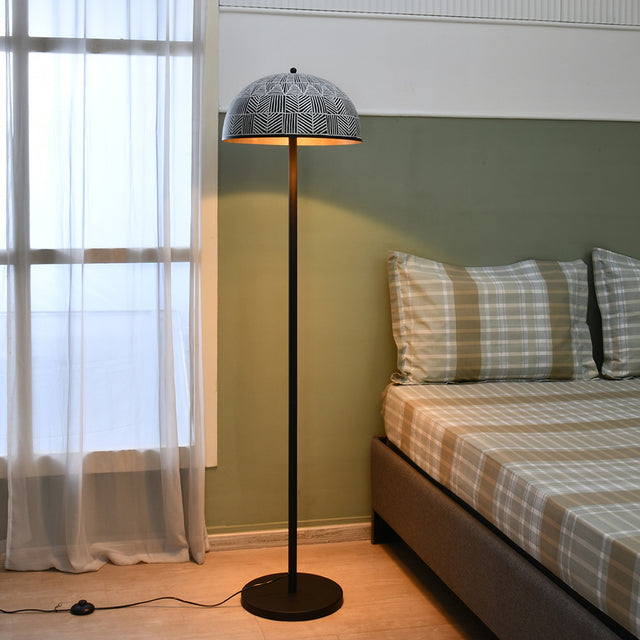 Nilkamal Calathus Dome Metal Floor Lamp 160 cm (Black & White)