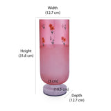Hand-painted Floral Frost Large Glass Vase- Pink