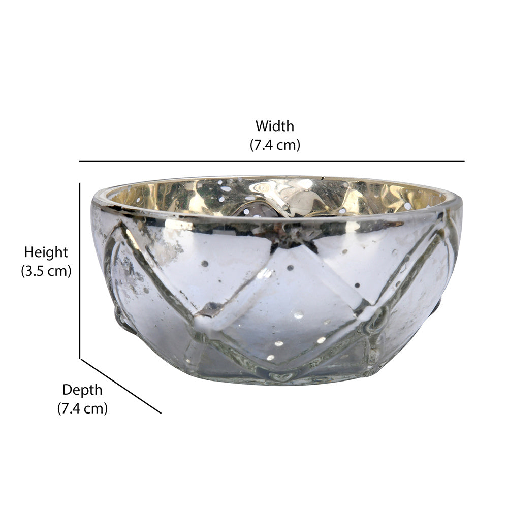 Decorative Votive Candle Holder Set of 2- Silver