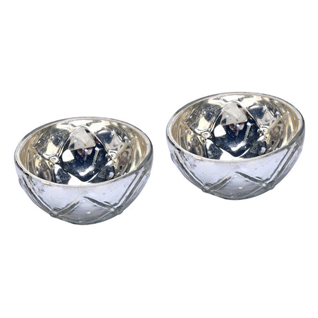 Decorative Votive Candle Holder Set of 2- Silver