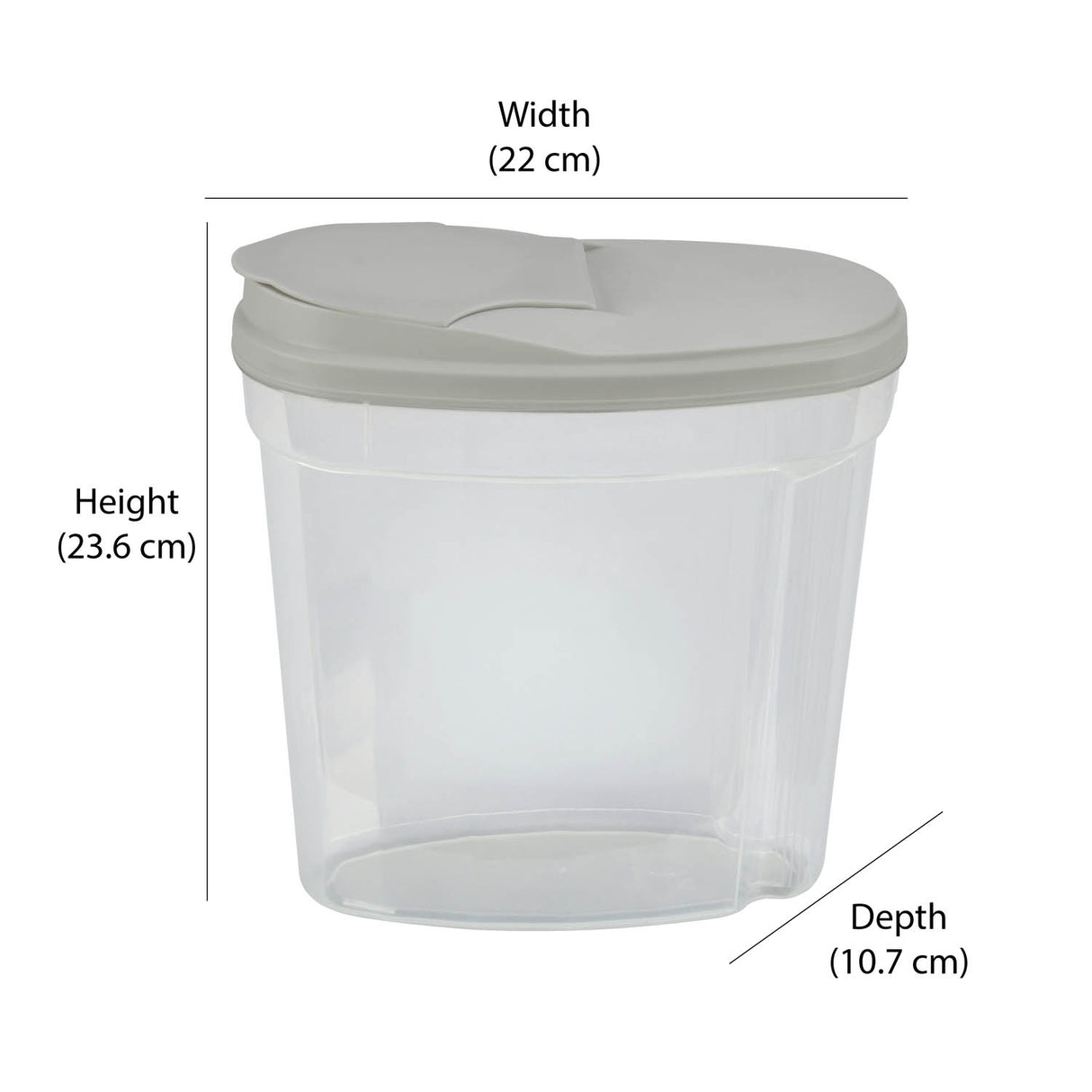 Polypropylene Kitchen Grocery Storage Container 2.9 L- Transparent & Grey