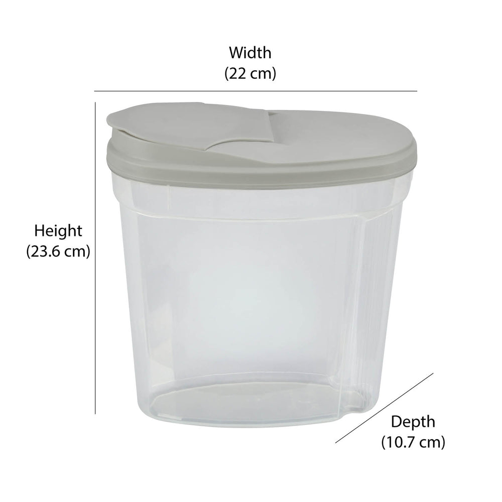 Polypropylene Kitchen Grocery Storage Container 2.9 L- Transparent & Grey