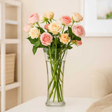 Decorative Squeezed Glass Vase Large- Transparent