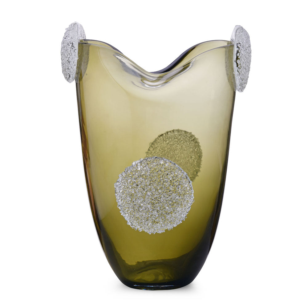 Decorative Vase With Ear Crystal Texture Large- Green