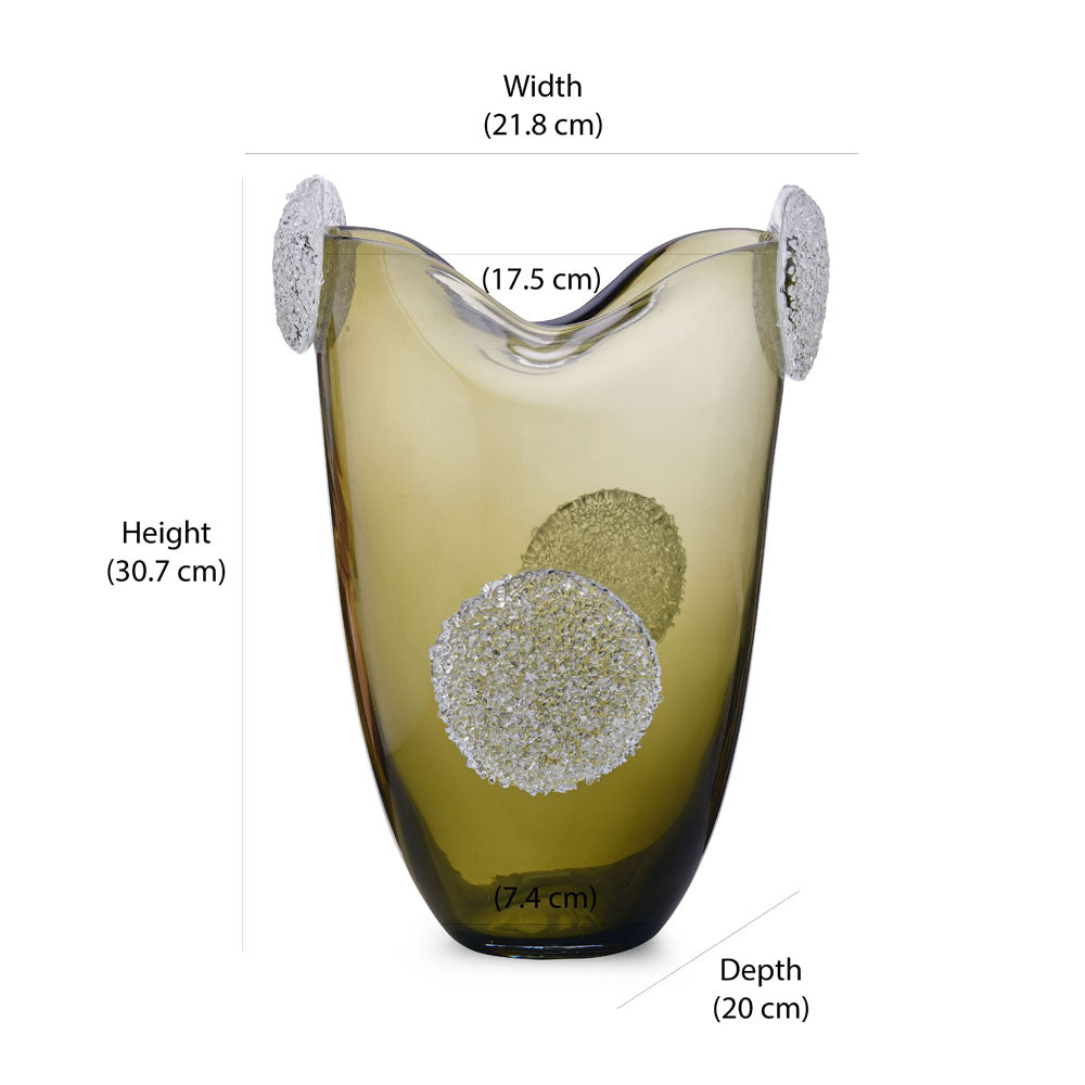 Decorative Vase With Ear Crystal Texture Large- Green