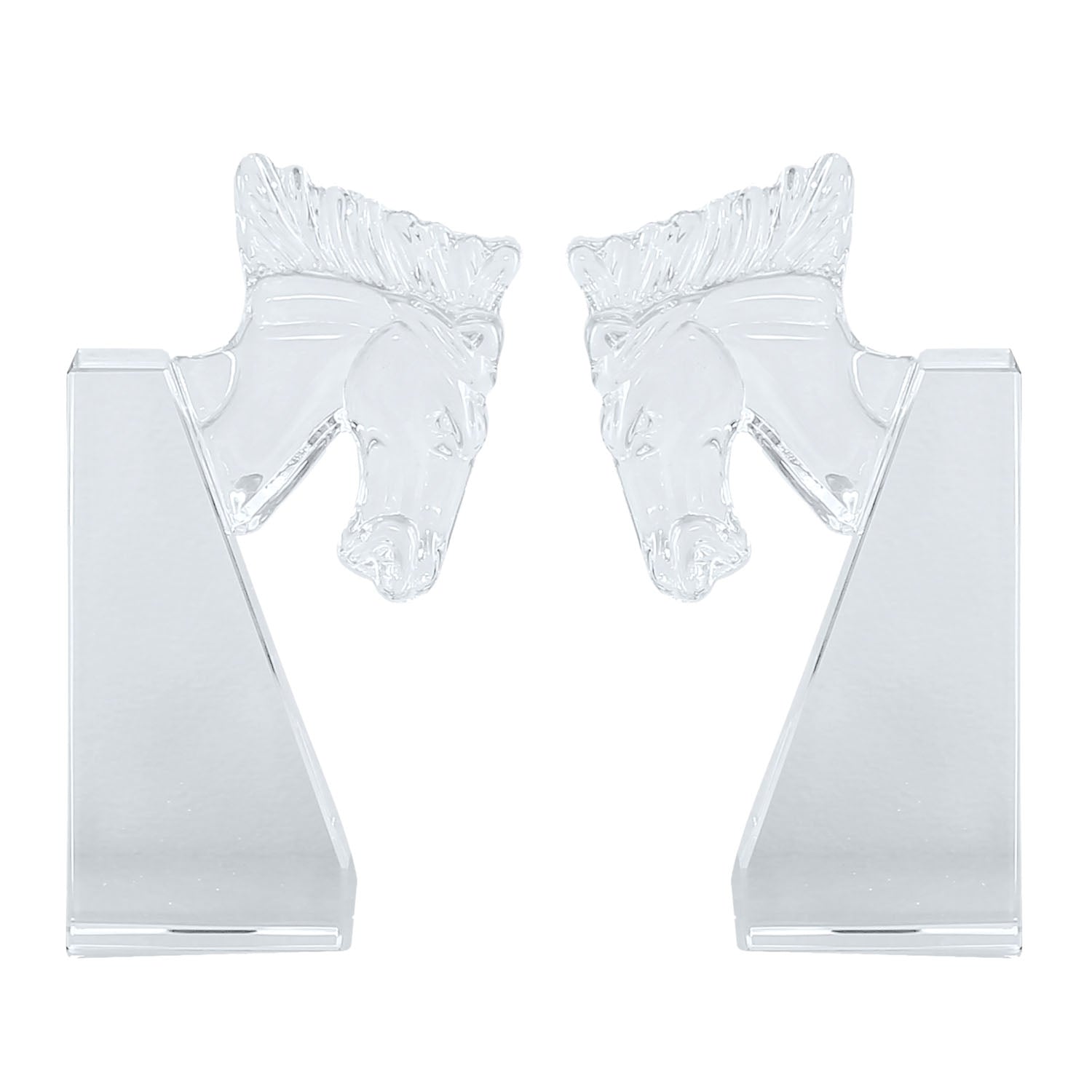 Horse Head Crystal Bookends Set of 2 (Transparent)
