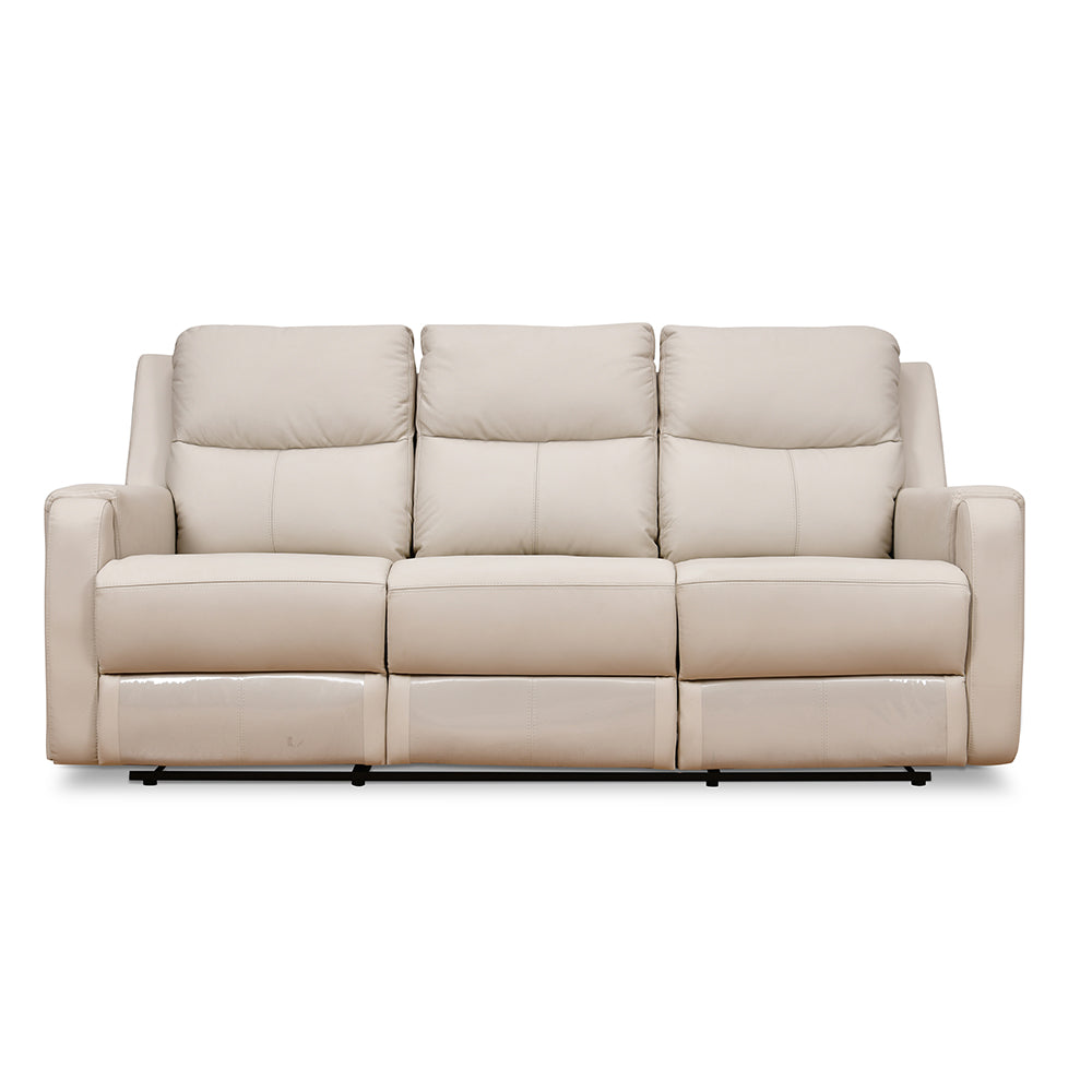 Levon 3 Seater Manual Recliner- Light Beige