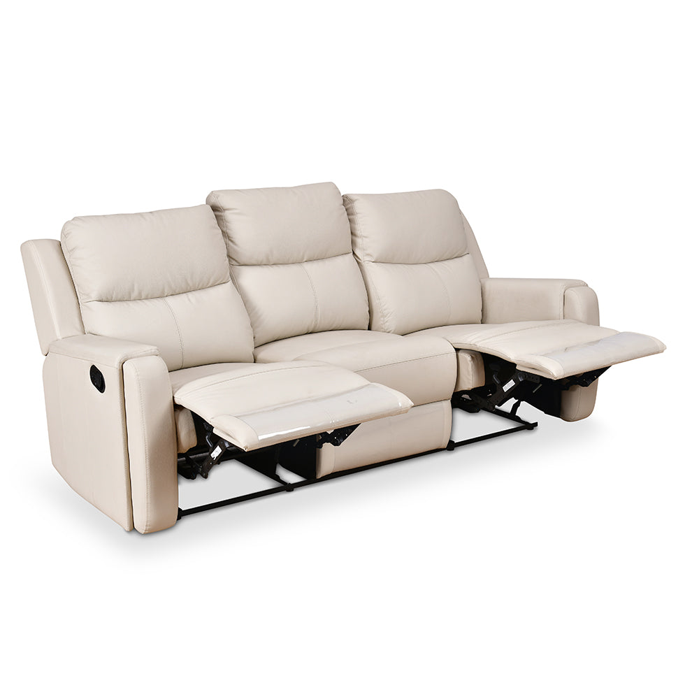 Levon 3 Seater Manual Recliner- Light Beige