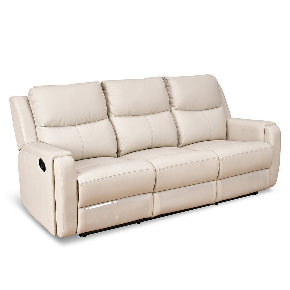Levon 3 Seater Manual Recliner- Light Beige