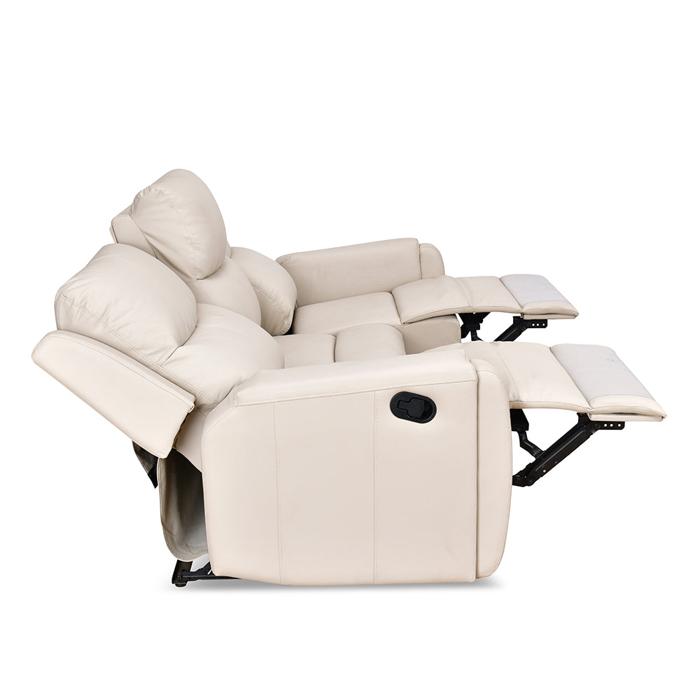 Levon 3 Seater Manual Recliner- Light Beige