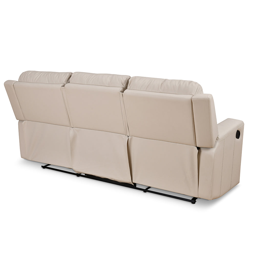 Levon 3 Seater Manual Recliner- Light Beige