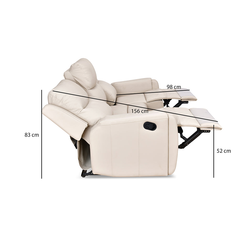 Levon 3 Seater Manual Recliner- Light Beige