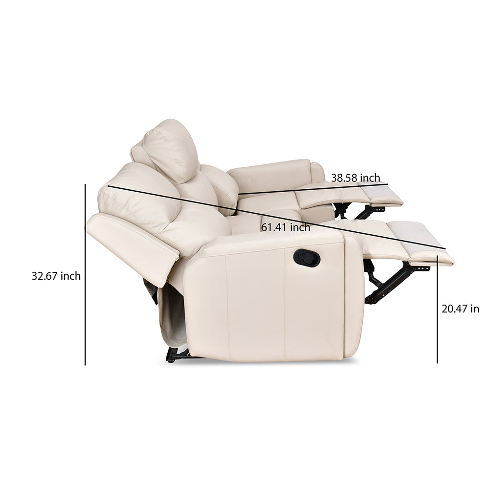 Levon 3 Seater Manual Recliner- Light Beige