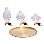 Decorative Horse Lid Metal & Glass Storage Containers Set of 3 (Gold)