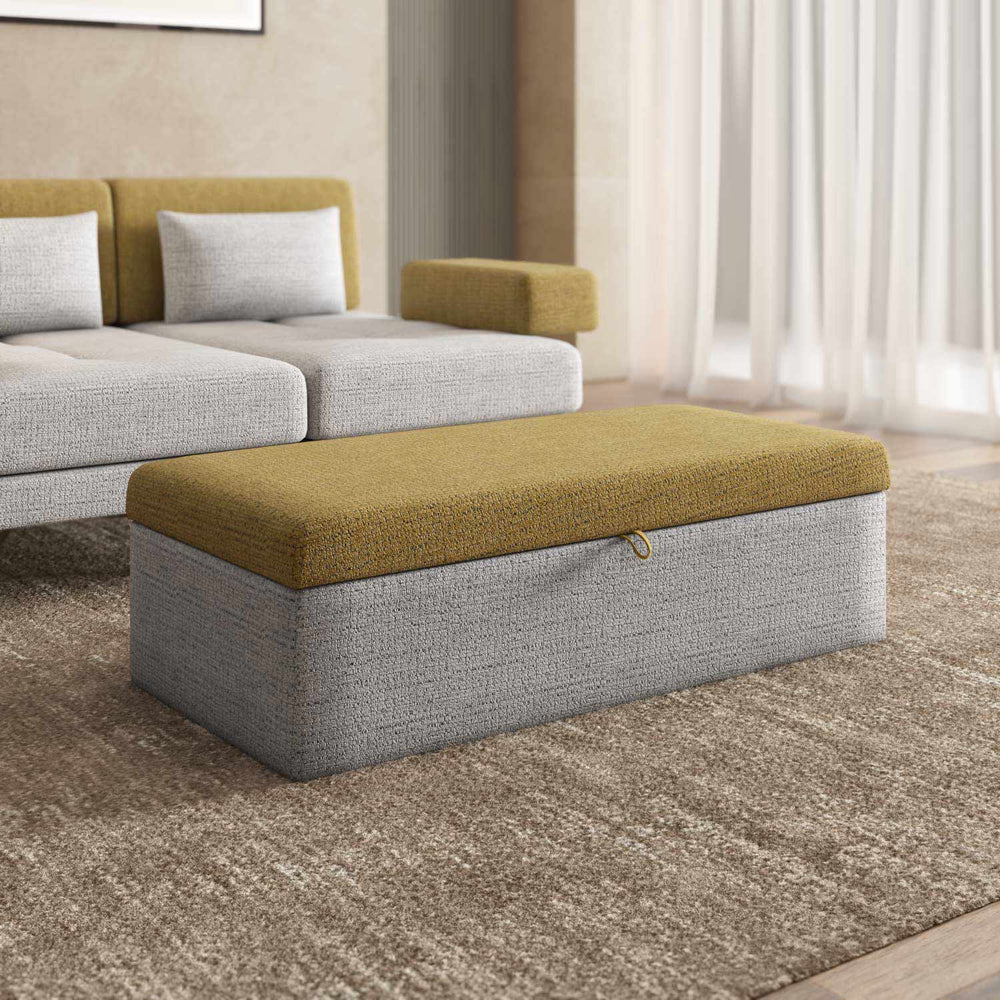 Nocta Reversible Ottoman with Storage- Mustard and Grey
