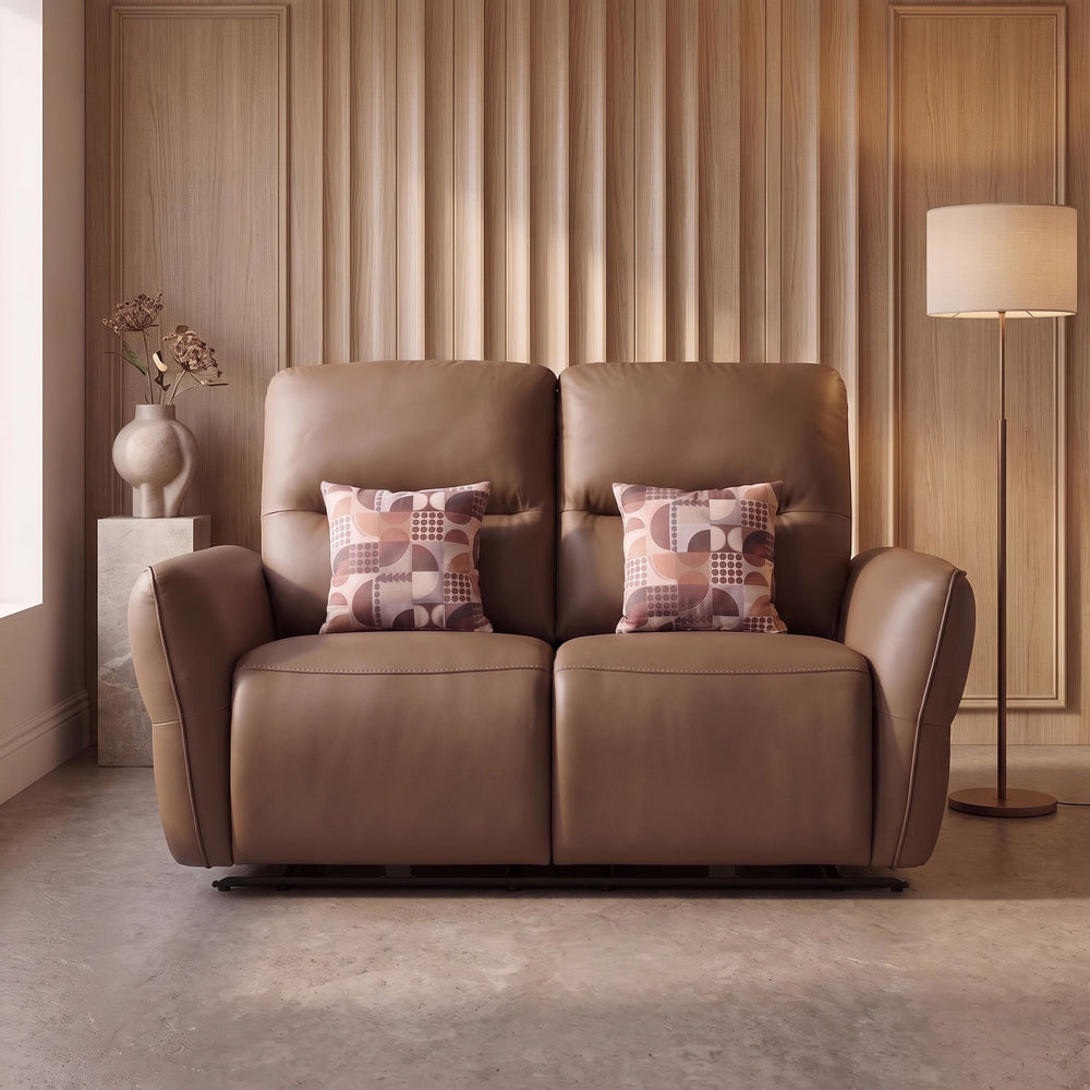 Norma 2 Seater Electric Recliner Sofa- Camel Brown