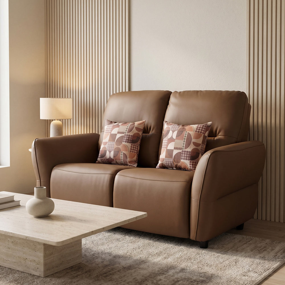 Norma 2 Seater Fixed Sofa- Camel Brown