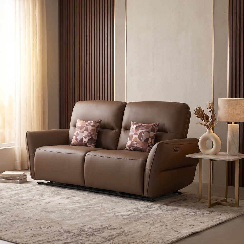 Norma 3 Seater Electric Recliner Sofa- Camel Brown