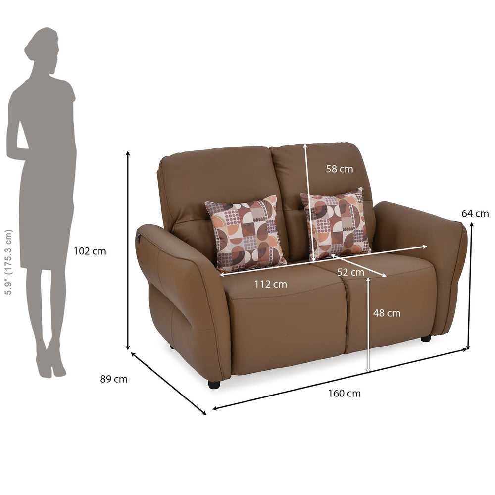 Norma 2 Seater Fixed Sofa- Camel Brown