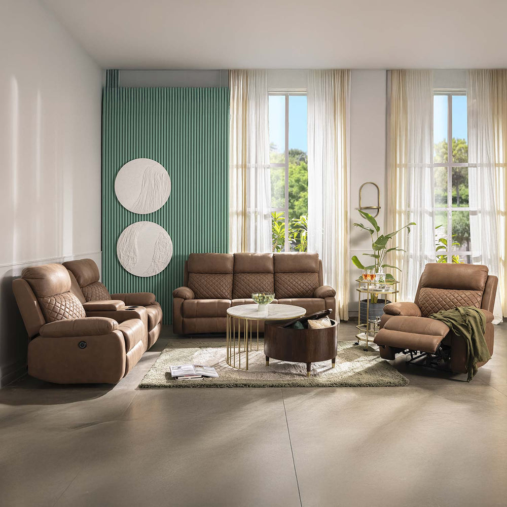 Nashville 3 Seater Electric Sofa Recliner (Brown)