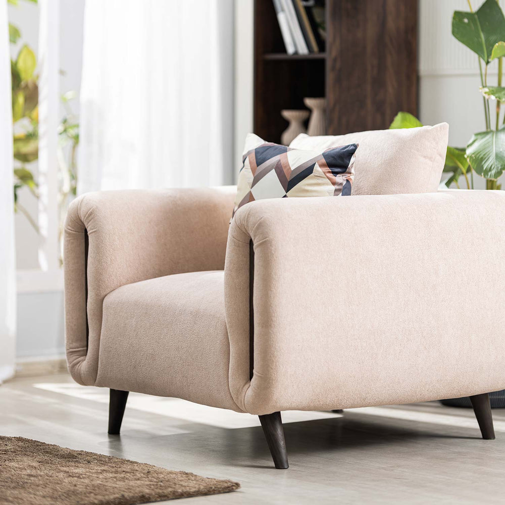 Harper 1 Seater Fabric Sofa- Peach