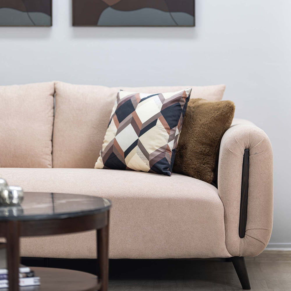 Harper 3 Seater Fabric Sofa- Peach