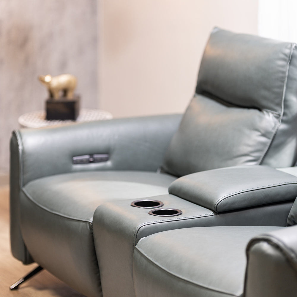 Beatrix 2 Seater Dual Motor Electric Recliner with Console- Green