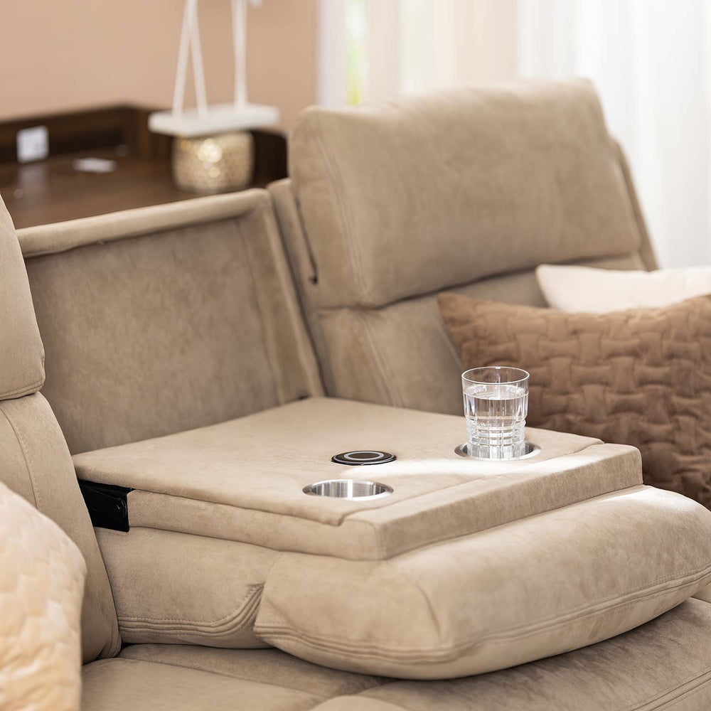 Clapton 3 Seater Double Motor Electric Recliner(Beige)