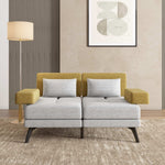 Nocta 2 Seater Fabric Sofa- Mustard and Grey